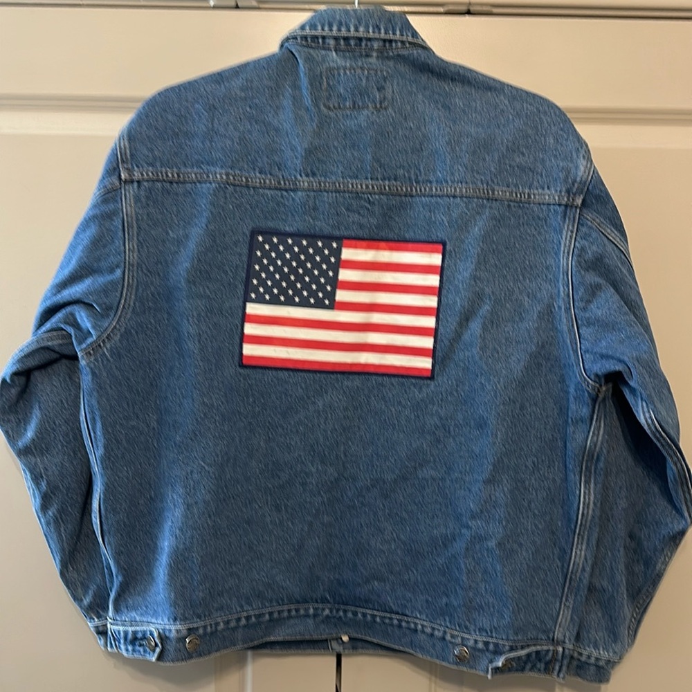 Disney Mickey Mouse American Flag Denim Jacket XL oversized men women unisex